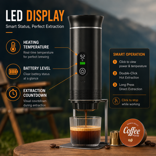 DENOKIN 3-in-1  Portable Espresso Coffee Maker for Travel, Car & Camping