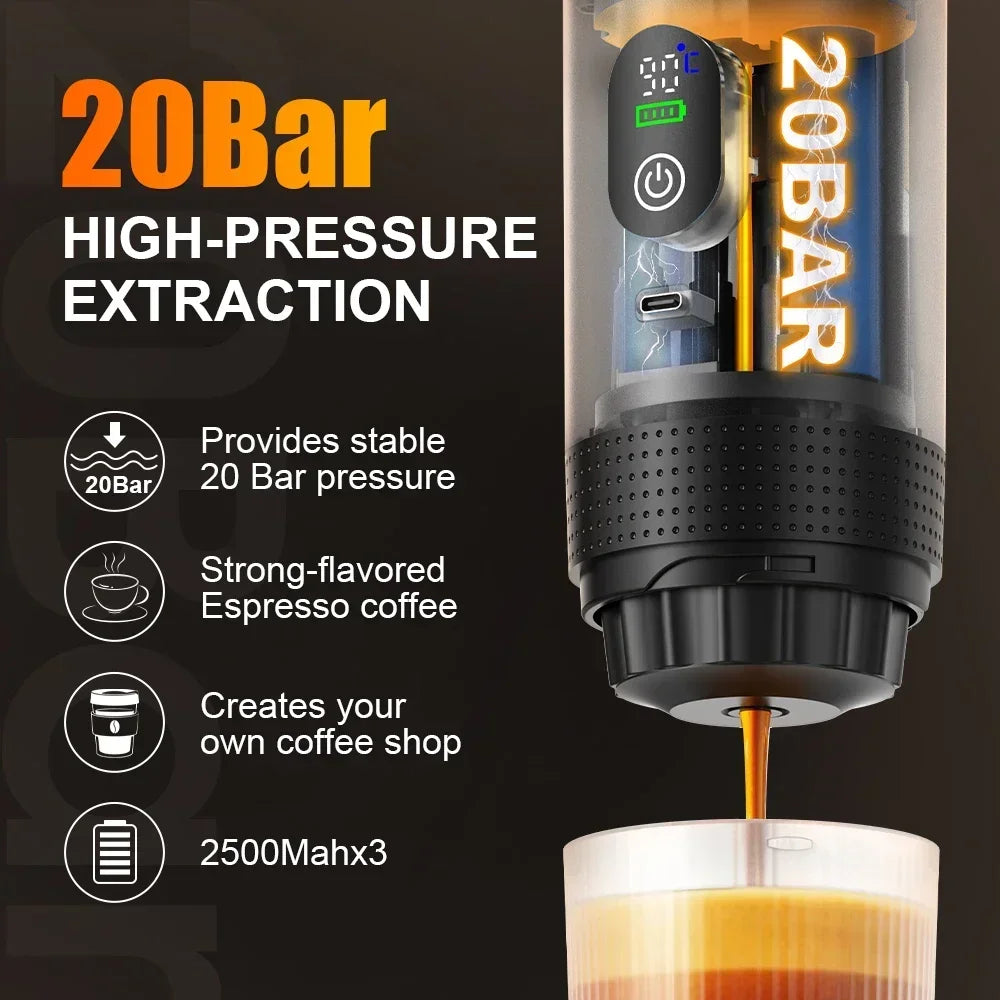 DENOKIN 3-in-1  Portable Espresso Coffee Maker for Travel, Car & Camping
